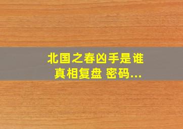 北国之春凶手是谁 真相复盘 密码...